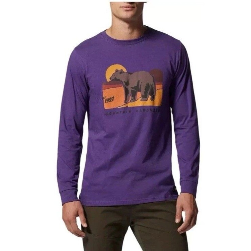 Mountain Hardwear T Shirt Long Sleeve 1993 Bear Purple Crewneck NEW Men’s S